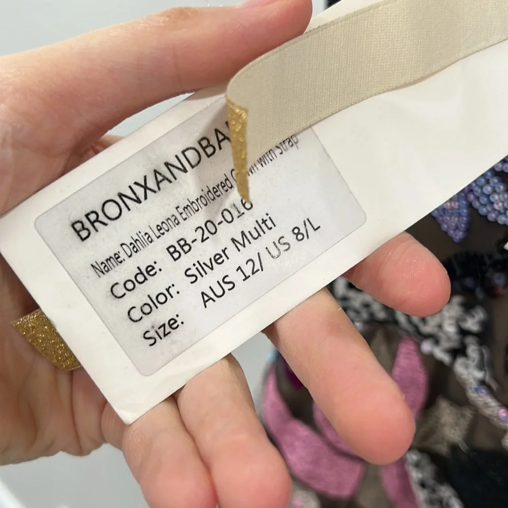 BRONX AND BANCO Dahlia Leona Embroidered Gown in Silver Multi - Picture 10 of 14